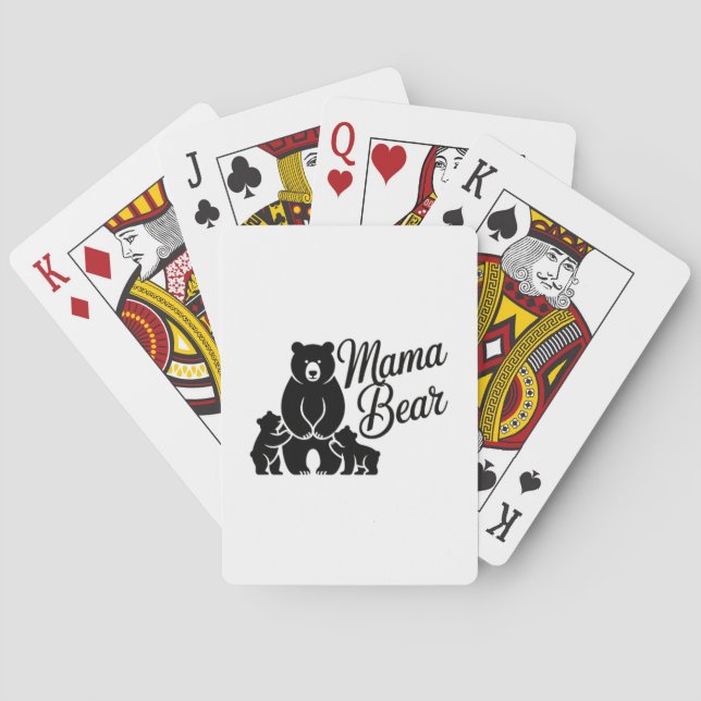 Mama Bear with Cubs Cute Family Bear Playing Cards (Back)