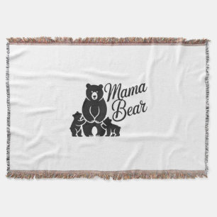 Mama Bear with Cubs Cute Family Bear Throw Blanket