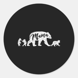 Mama Bear With Three Bear Cubs Classic Round Sticker