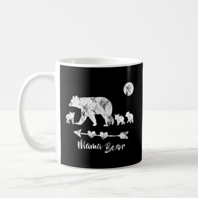 Mama Bear With Three Bear Cubs - Mothers Day Coffee Mug (Left)