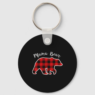 Mama Bear _ Women Red Plaid Christmas Pajama Famil Key Ring