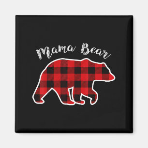 Mama Bear _ Women Red Plaid Christmas Pajama Famil Magnet