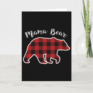 Mama Bear Women Red Plaid Christmas Pajama Family Card