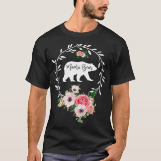 Mama Bear Xmas Family Christmas Pajama Flower Mum T-Shirt