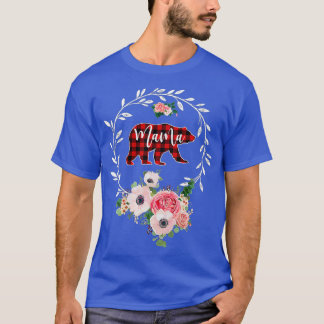 Mama Bear Xmas Family Christmas Pajama Red Plaid M T-Shirt