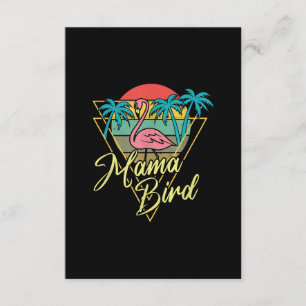 Mama Bird Flamingo Sunset Palm Tree Beach 80s Enclosure Card