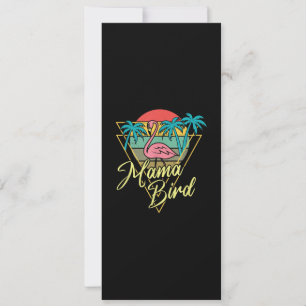 Mama Bird Flamingo Sunset Palm Tree Beach 80s Invitation