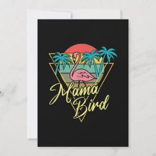 Mama Bird Flamingo Sunset Palm Tree Beach 80s Save The Date