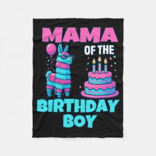 Mama Birthday Boy Llama Pinata Party Family Mathin Fleece Blanket