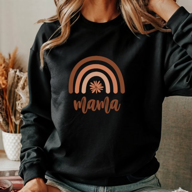Mama Boho Rainbow Burnt Orange Floral Womens Sweatshirt (Creator Uploaded)
