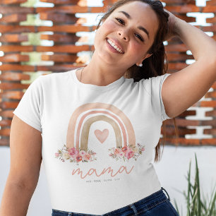 Mama Boho Rainbow Kids Names Mother's Day T-Shirt