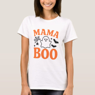 Mama Boo Orange & Black Cute Halloween Family Ma T-Shirt