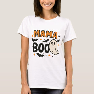 Mama Boo Orange & Black Halloween Family Matchin T-Shirt