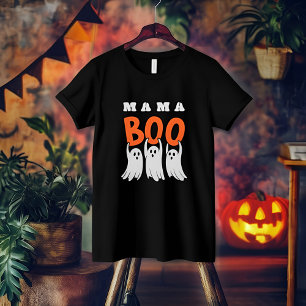 Mama Boo Orange Black Halloween Family Matching  T-Shirt