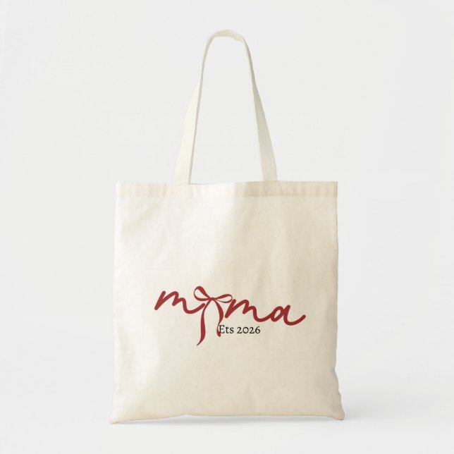 Mama Bow Tote Bag 2026 – Cute Minimalist Mama Bag, (Front)