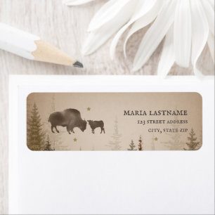 Mama Buffalo Trees Rustic Baby Shower Return Address Label