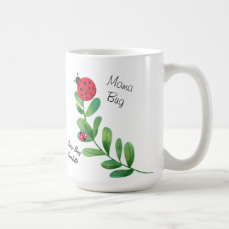 Mama Bug + Baby Bug coffee mug with a plant custom
