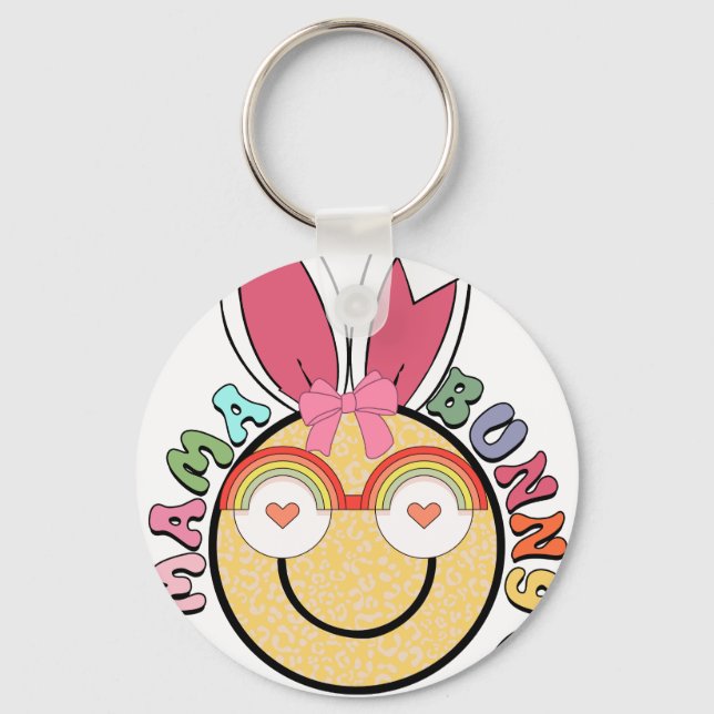 mama bunny (3), retro, vintage key ring (Front)