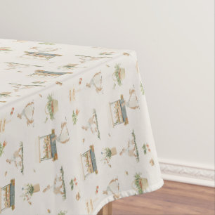 Mama Bunny and baby Easter nursery Farm print Tablecloth
