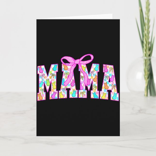 Mama Bunny Coquette Bow Rabbit Lovers Easter Retro Card (Front)