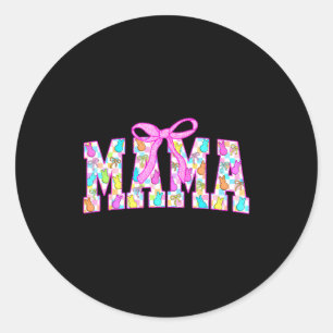 Mama Bunny Coquette Bow Rabbit Lovers Easter Retro Classic Round Sticker