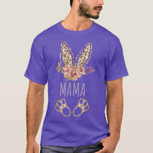 Mama Bunny Easter Bunny Ears Leopard Print Rabbit T-Shirt