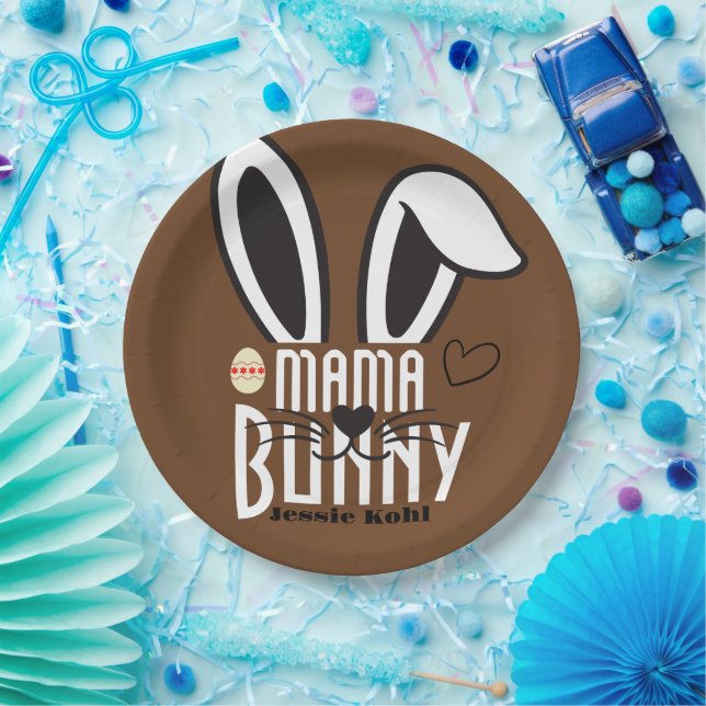 mama bunny easter elegant simple cute family paper plate (Party)