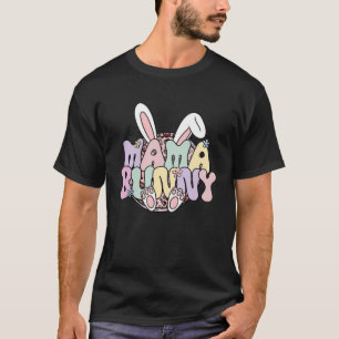 Mama Bunny Retro Groovy Leopard Bunny Mum Happy Ea T-Shirt