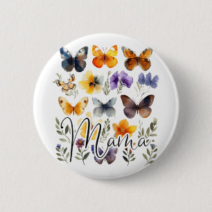 Mama Butterflies Floral Summer Mothers Day Graphic 6 Cm Round Badge