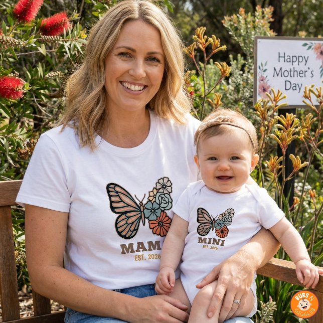 Mama Butterfly with Year Est. Matching Women’s T-Shirt (Creator Uploaded)