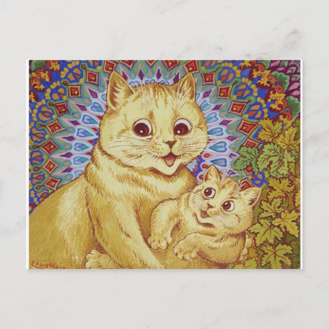 Mama Cat & Kitten (Louis Wain) Postcard (Front)