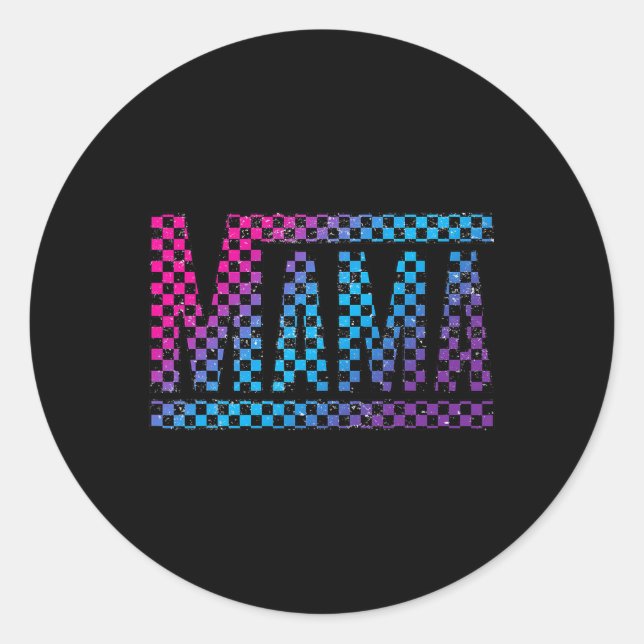Mama Checkered Mommy New Mom Happy Mothers Day Mom Classic Round Sticker (Front)