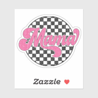 Mama Chequered Vans Retro Vintage Sticker Pink