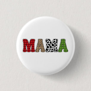 Mama Christmas Plaid Pattern Design 3 Cm Round Badge