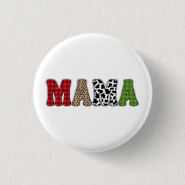 Mama Christmas Plaid Pattern Design 3 Cm Round Badge (Front)