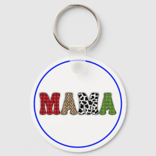 Mama Christmas Plaid Pattern Design Key Ring