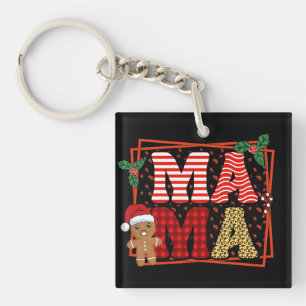 Mama - Christmas Plaid Pattern Design  Key Ring