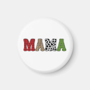 Mama Christmas Plaid Pattern Design Magnet