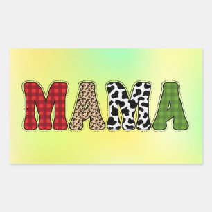 Mama Christmas Plaid Pattern Design Rectangular Sticker