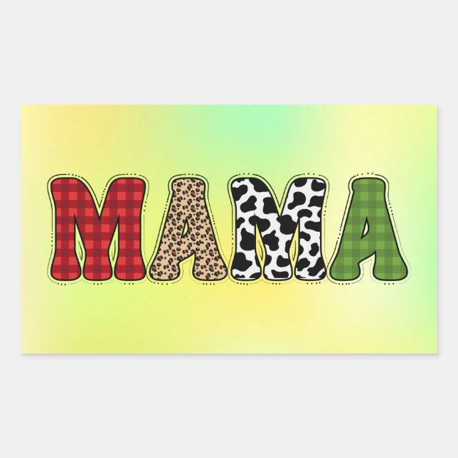 Mama Christmas Plaid Pattern Design Rectangular Sticker (Front)