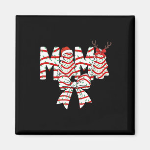 Mama Christmas Tree Cake Pattern Coquette Bow Xmas Magnet