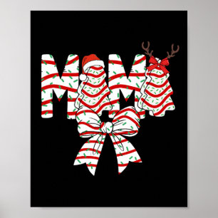 Mama Christmas Tree Cake Pattern Coquette Bow Xmas Poster