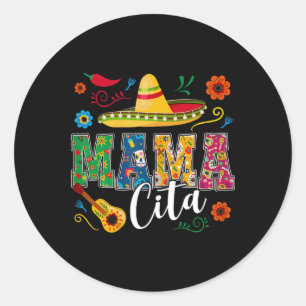 Mama Cita Cinco De Mayo Mexican Sombrero Guitar Ca Classic Round Sticker
