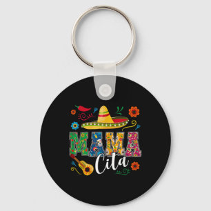 Mama Cita Cinco De Mayo Mexican Sombrero Guitar Ca Key Ring