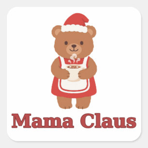 Mama Claus Bear Cocoa Christmas Sticker