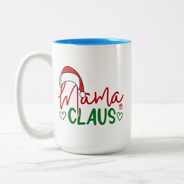 Mama Claus Christmas Design-60094 Two-Tone Coffee Mug (Left)