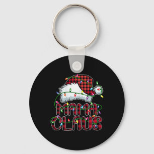 Mama Claus Christmas Lights Pajama Family Matching Key Ring