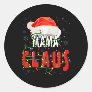Mama Claus Christmas Pajama Family Matching Xmas Classic Round Sticker