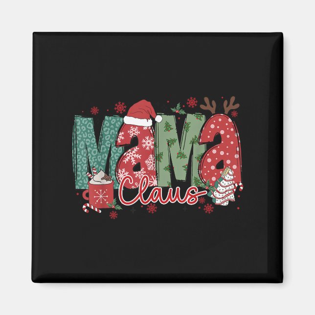Mama Claus Christmas Pajama Santa Claus Family Mat Magnet (Front)