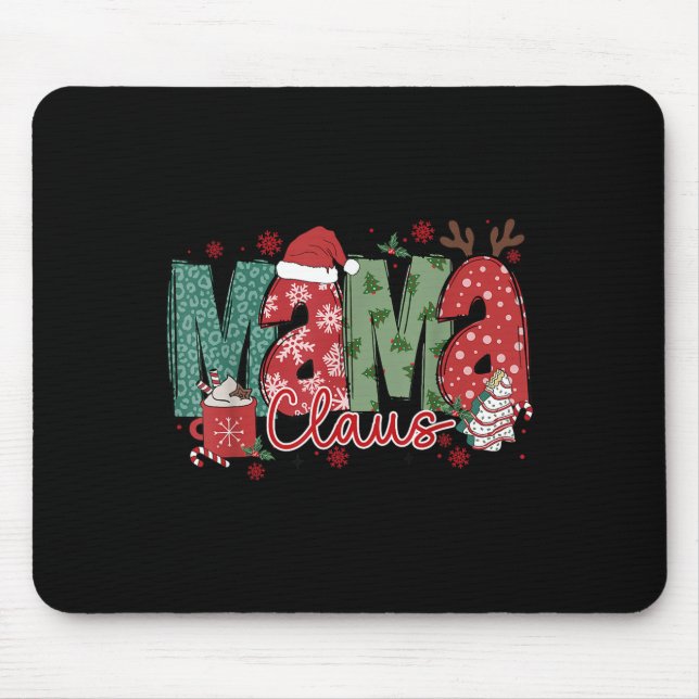 Mama Claus Christmas Pajama Santa Claus Family Mat Mouse Pad (Front)